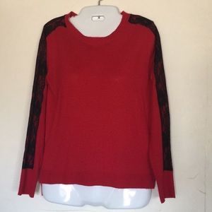Attention Girls Red Pullover With Lace on hands-S